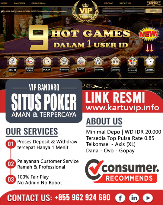 situs poker dan domino terpercaya dengan 9 game dalam 1 user id. Minimal Deposit 20 ribu top up pulsa rate 0.85 