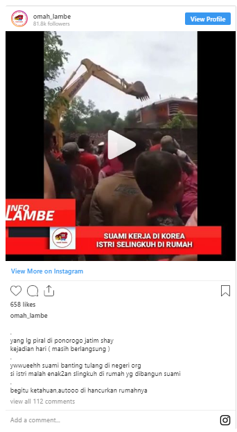 Viral Suami Robohkan Rumah karena Isri Selingkuh