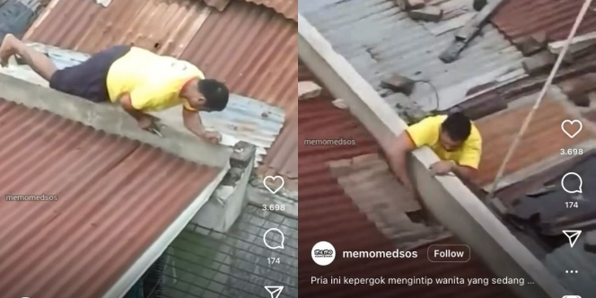 Video Bapak-2 Kepergok Ngintip dari Atap Rumah