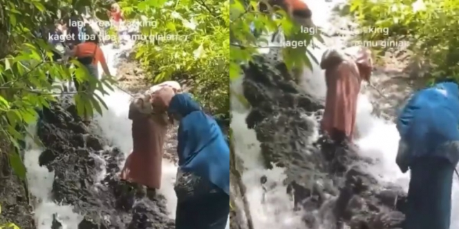 Viral Video Aksi 2 Wanita Susur Air Terjun
